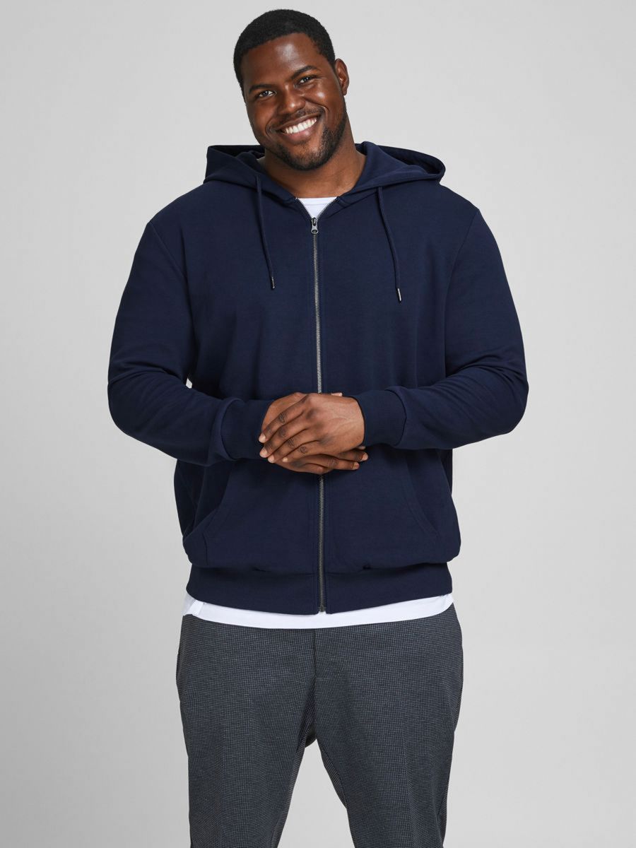 + FELPE Uomo JACK&JONES 12182493 BASIC SWEAT ZIP NAVY BLAZER