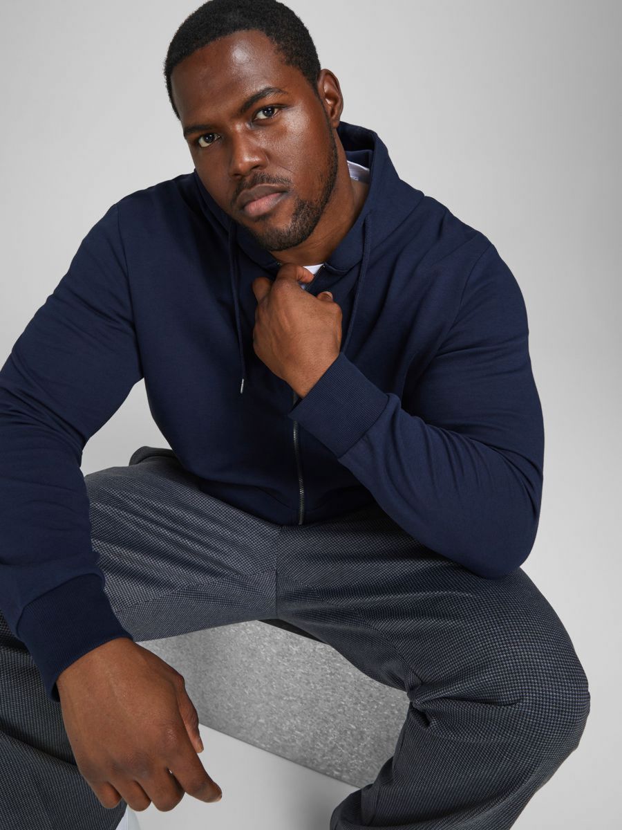 + FELPE Uomo JACK&JONES 12182493 BASIC SWEAT ZIP NAVY BLAZER