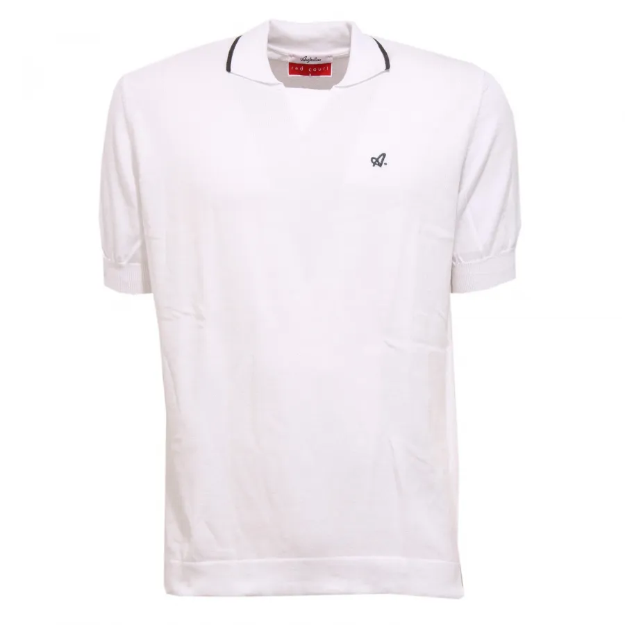 0709AA polo uomo AUSTRALIAN RED COURT white cotton polo t-shirt man