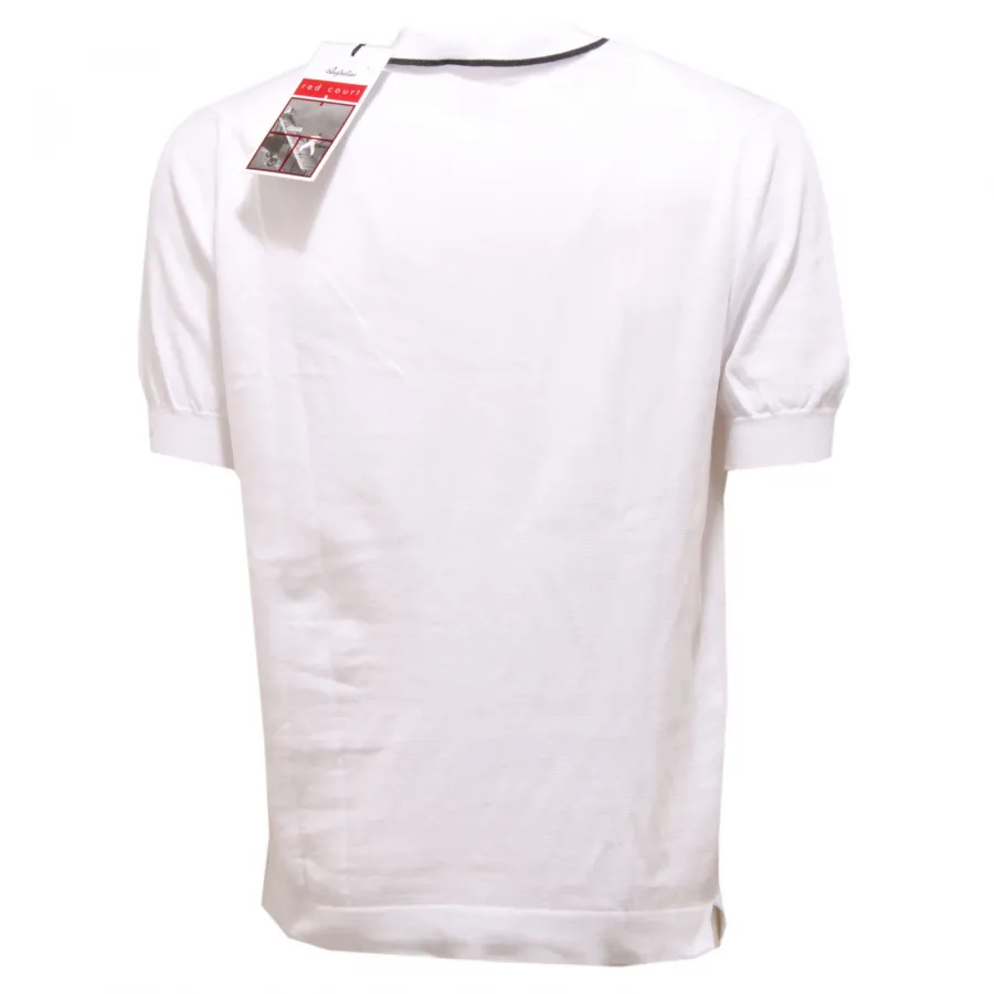 0709AA polo uomo AUSTRALIAN RED COURT white cotton polo t-shirt man