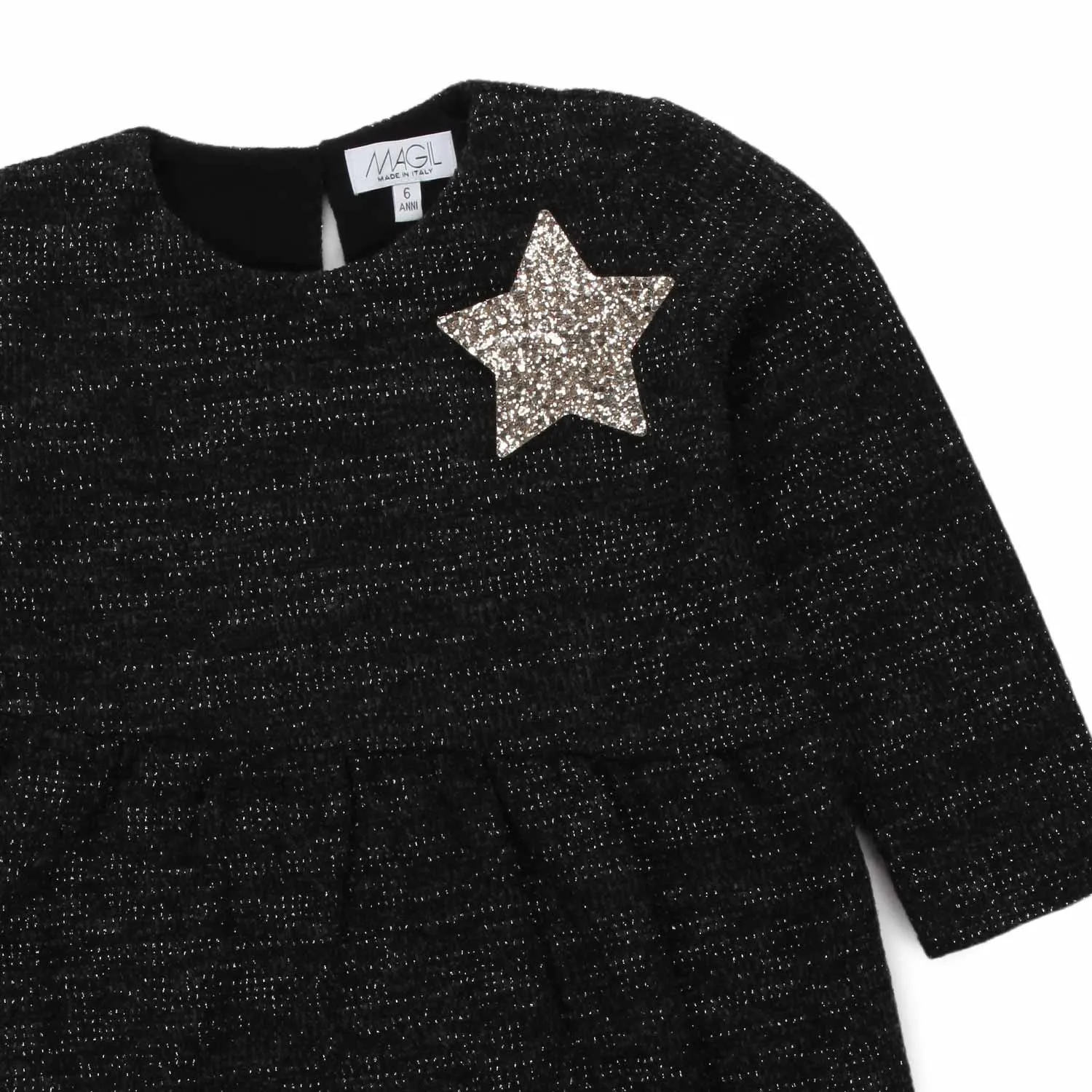 Abito Bambina Nero Lurex Con Stella