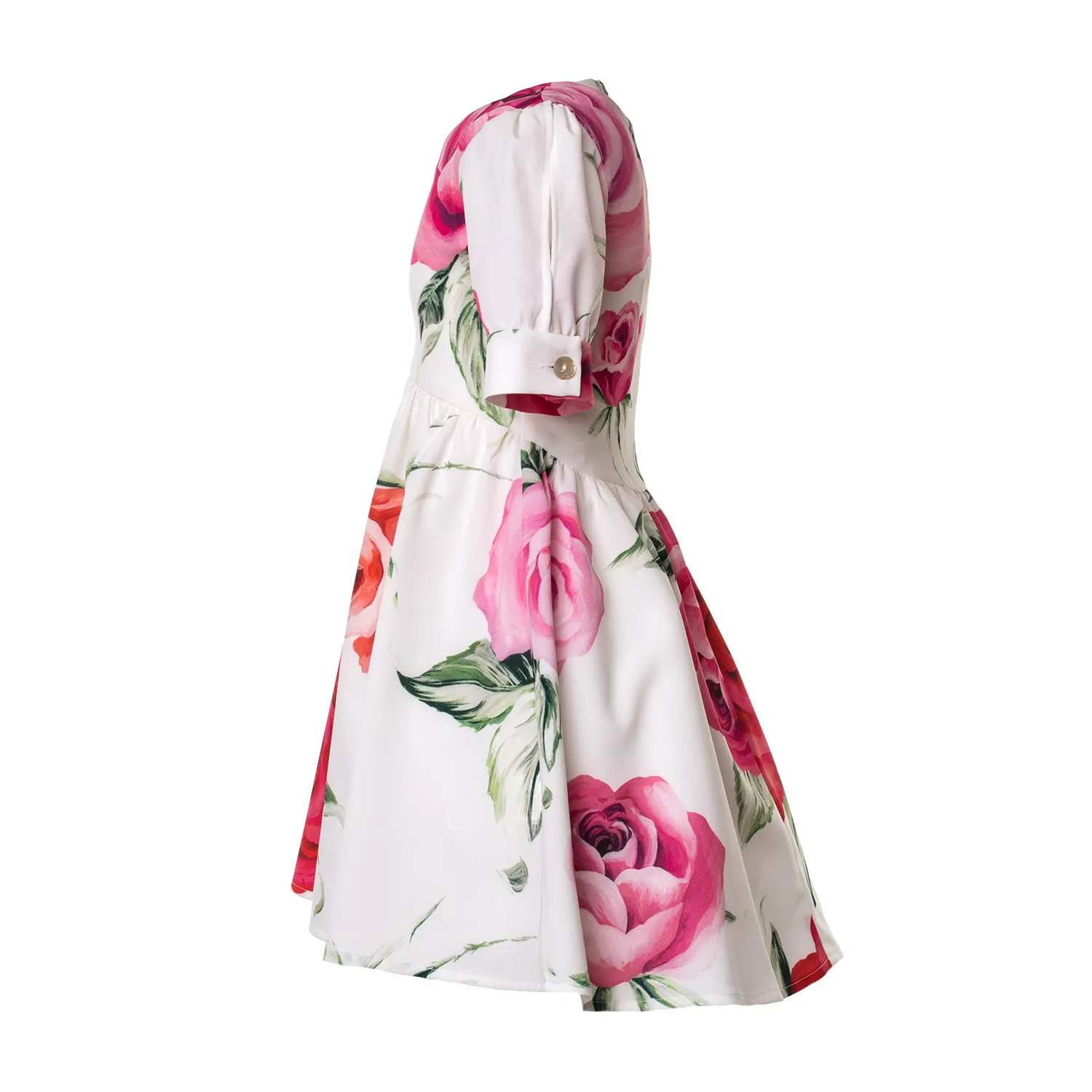 Abito Bianco Con Rose Bambina