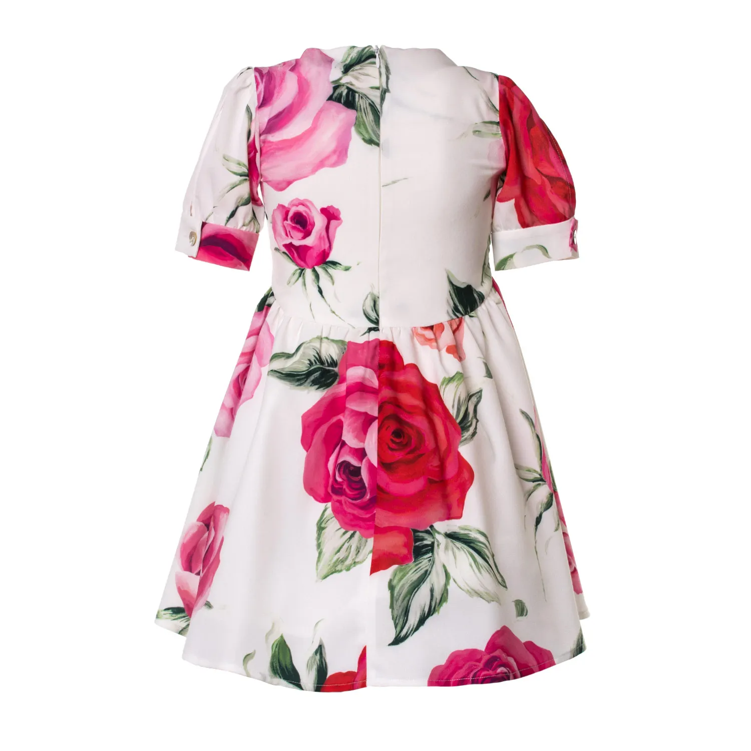 Abito Bianco Con Rose Bambina