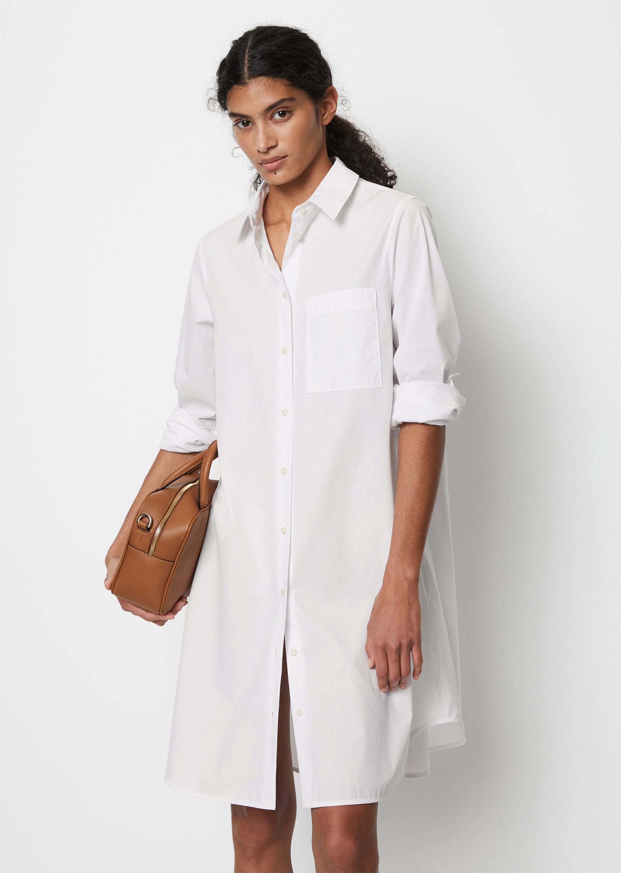 Abito camicia rilassato in popeline elasticizzato