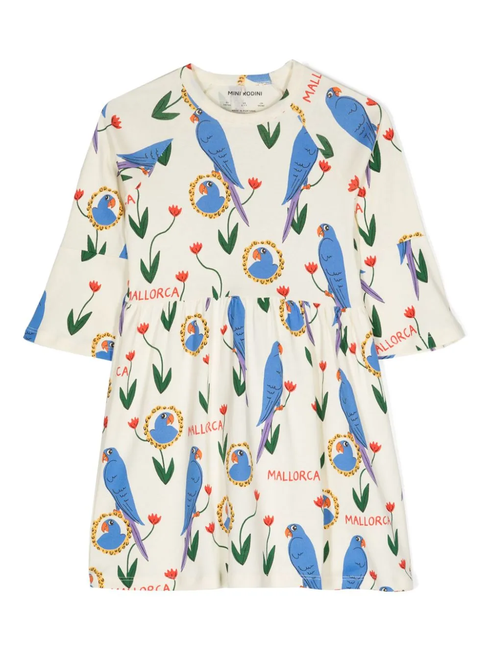 Abito con stampa Parrots