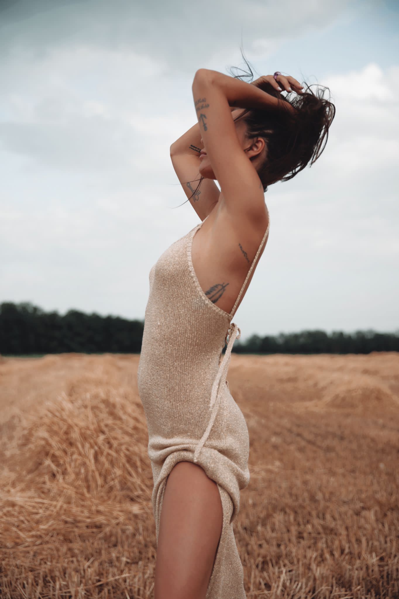 Abito lungo in maglia lurex - ORO