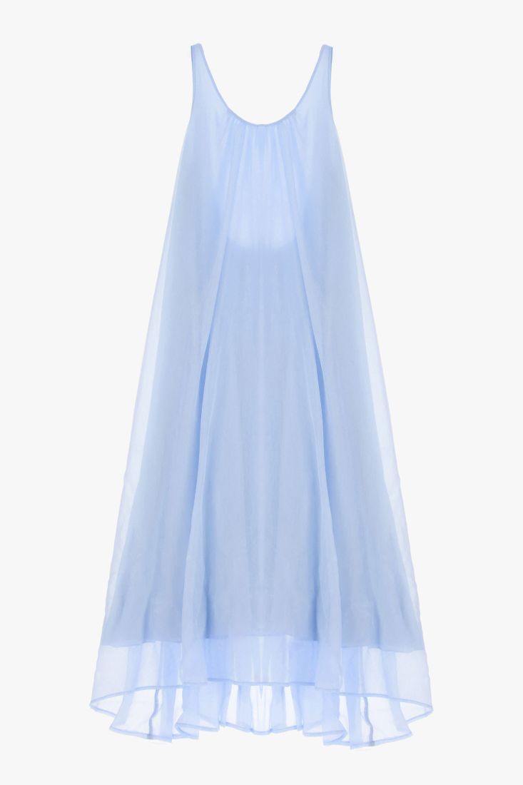 Abito lungo in tulle con scollo a U