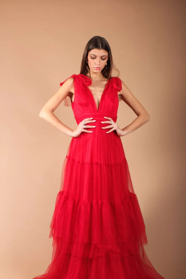 Abito tulle balze