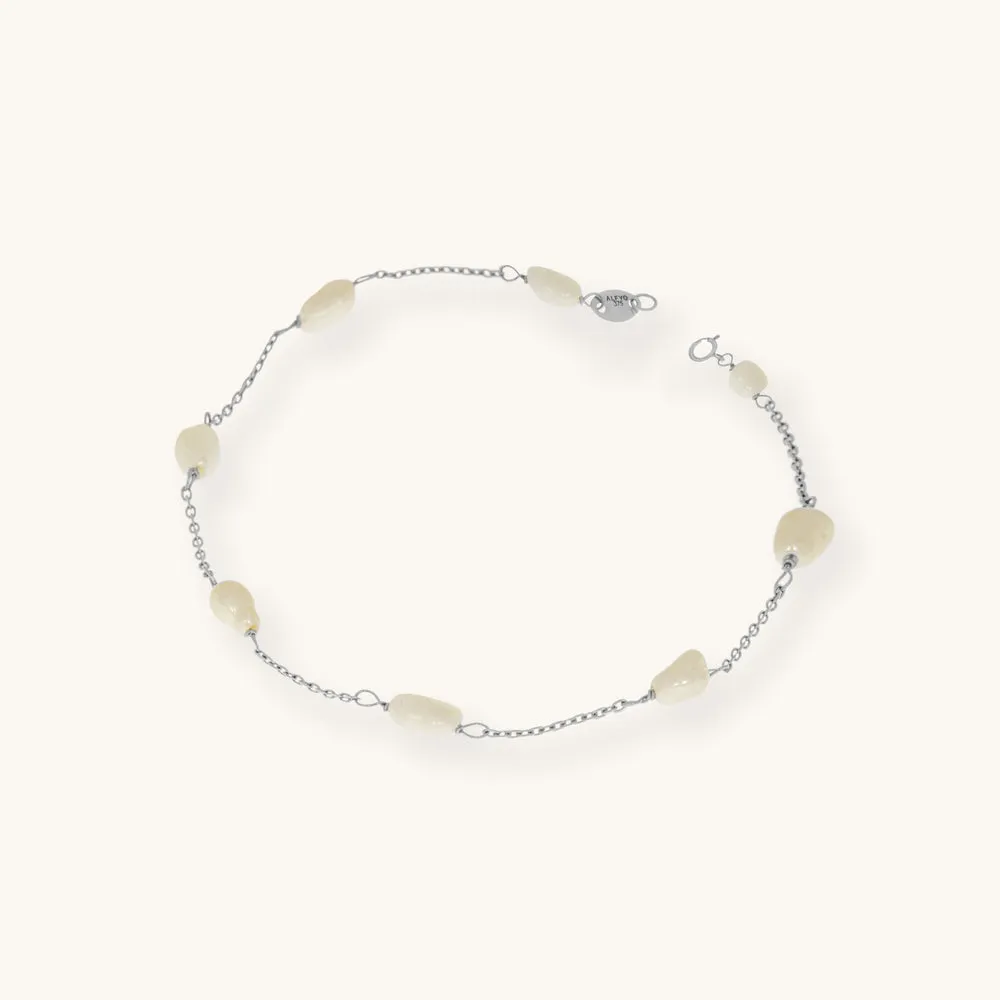 ALFYO Bracciale Let It Glow in Oro Bianco con Perle Barocche