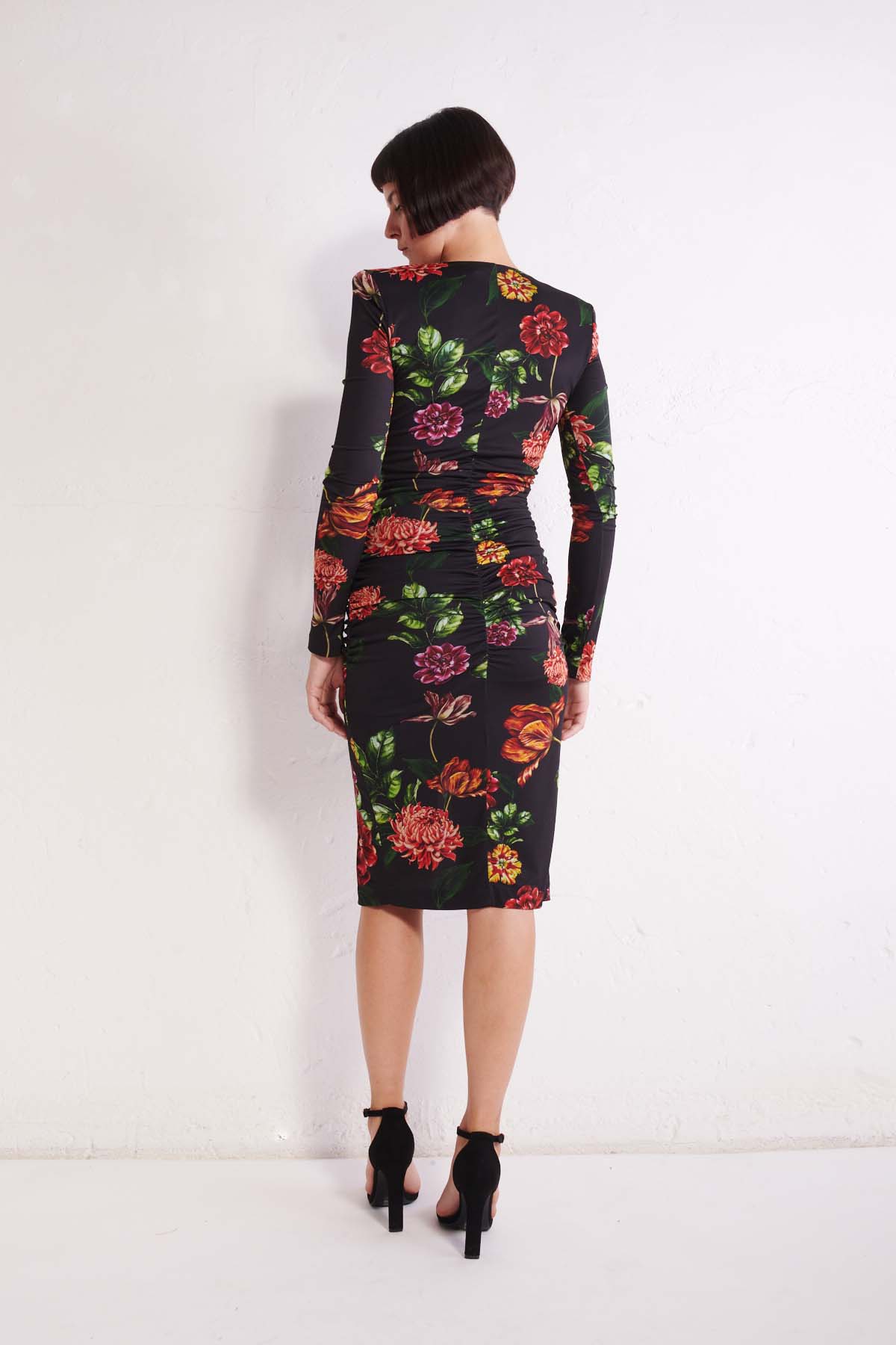 ANIYE BY Abito con arricciature e catena con strass Dafne