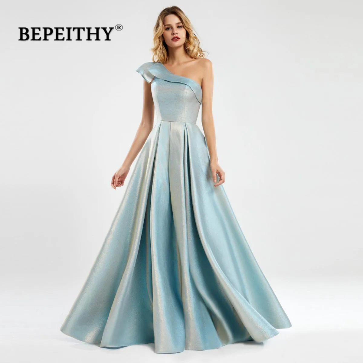 Bepeithy Una Spalla Abito Da Sera Lungo Parte Per Le Donne Elegante Nuovo 2022 Glitter Aline Custom Made Plus Size Abito di Prom