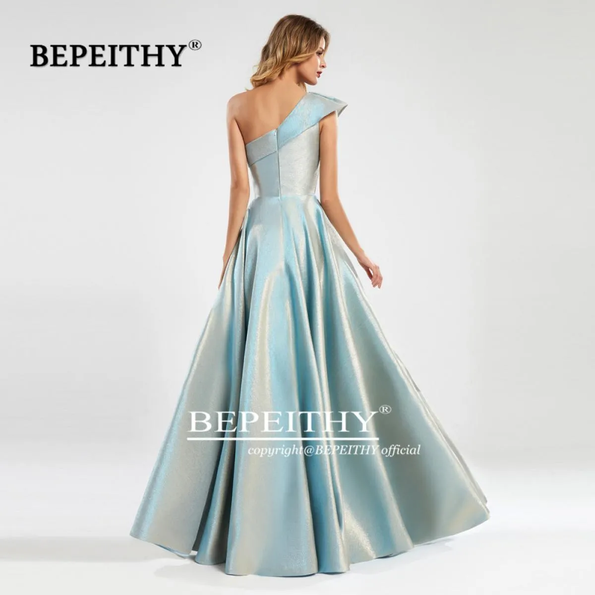 Bepeithy Una Spalla Abito Da Sera Lungo Parte Per Le Donne Elegante Nuovo 2022 Glitter Aline Custom Made Plus Size Abito di Prom