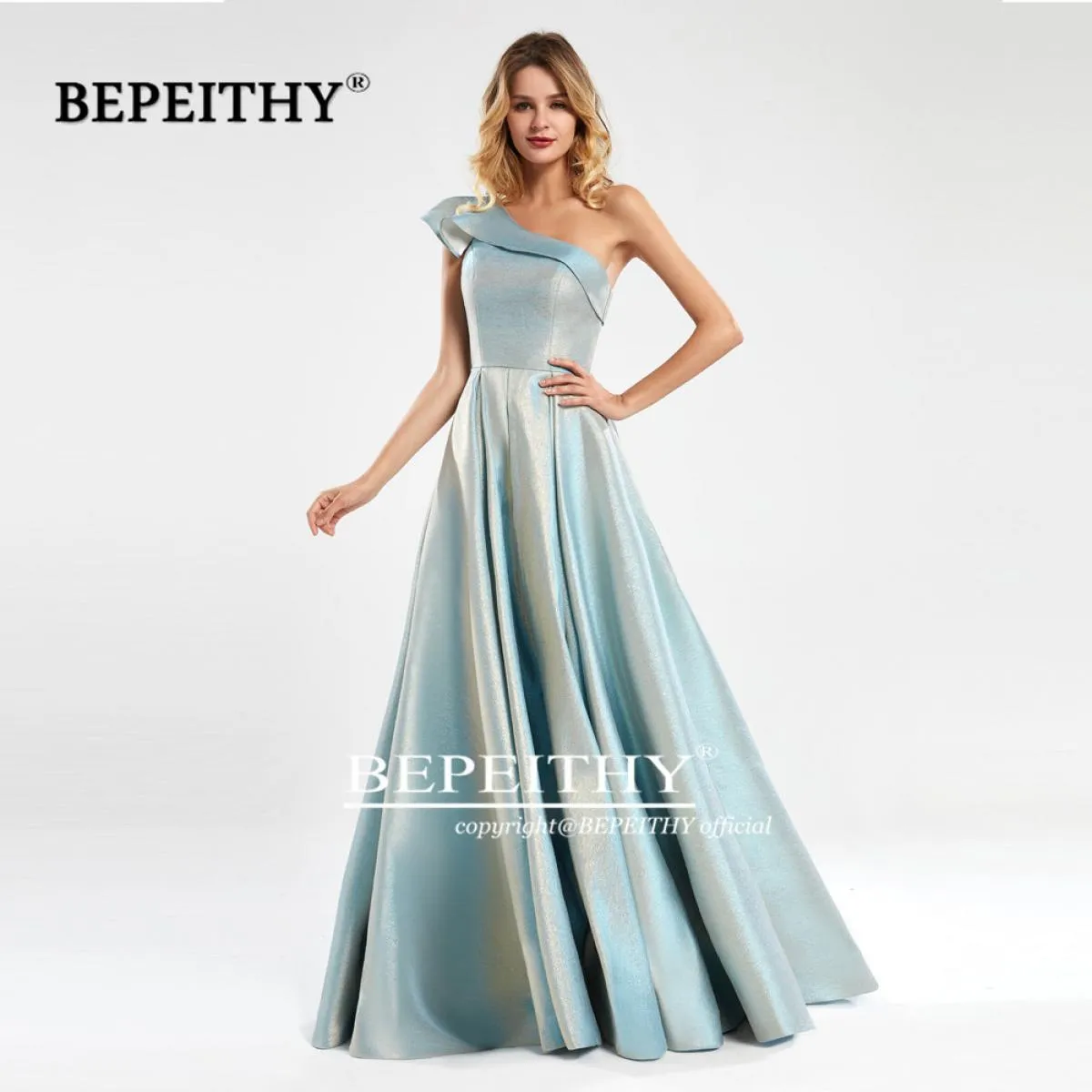 Bepeithy Una Spalla Abito Da Sera Lungo Parte Per Le Donne Elegante Nuovo 2022 Glitter Aline Custom Made Plus Size Abito di Prom