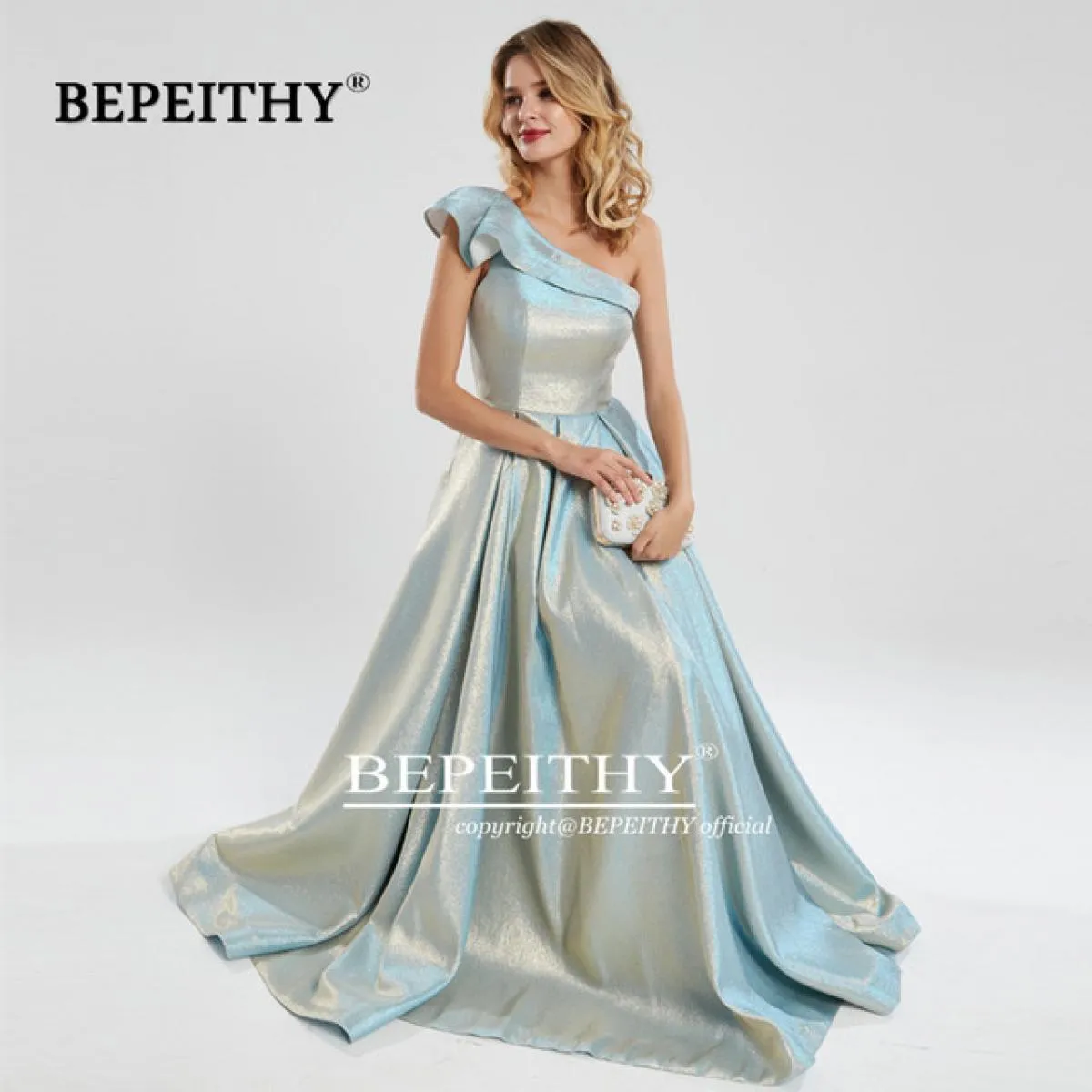 Bepeithy Una Spalla Abito Da Sera Lungo Parte Per Le Donne Elegante Nuovo 2022 Glitter Aline Custom Made Plus Size Abito di Prom