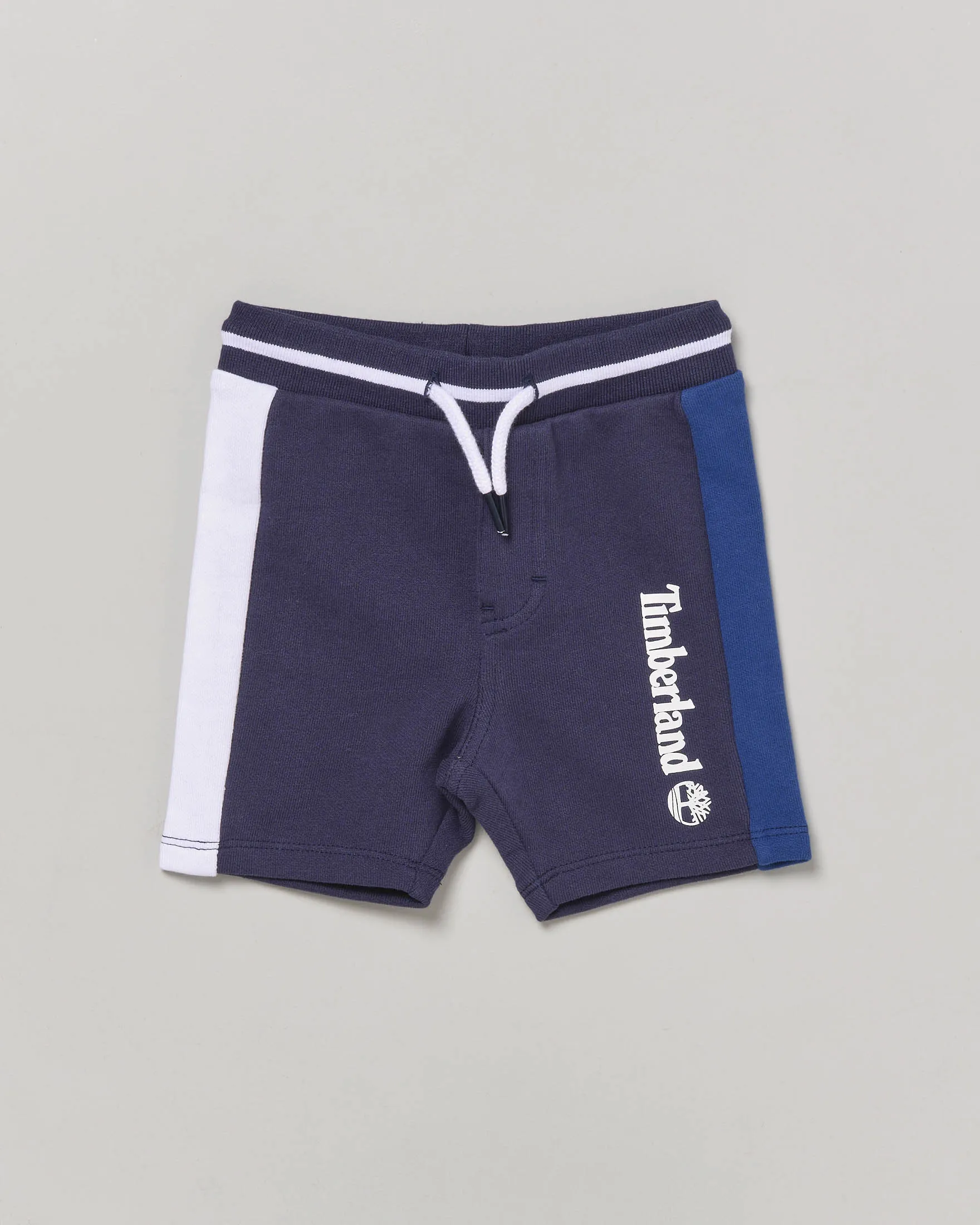 Bermuda blu in felpa con fasce colorate e logo 2-4 anni