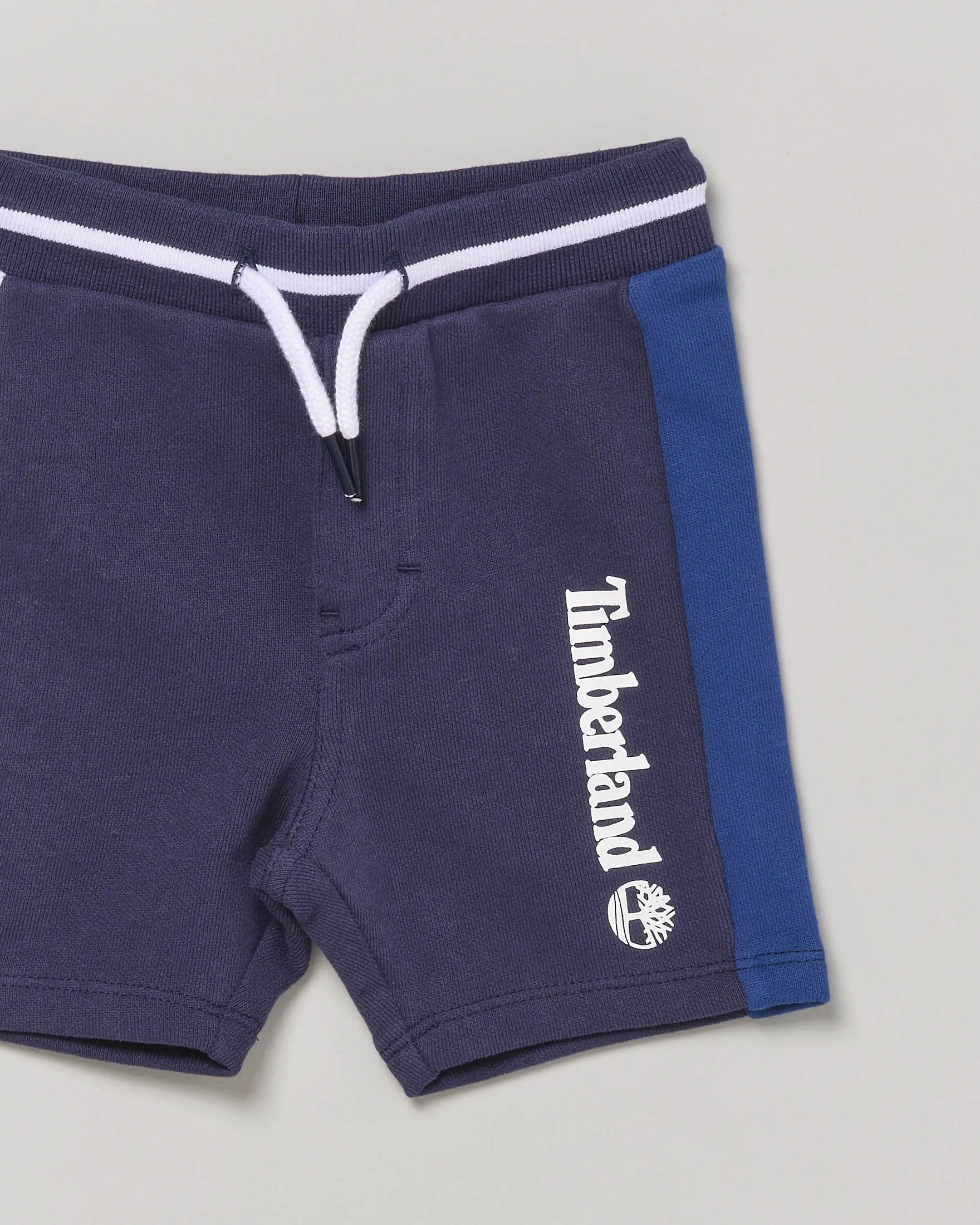 Bermuda blu in felpa con fasce colorate e logo 2-4 anni