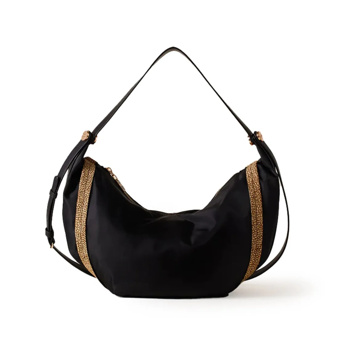 Borsa Borbonese Hobo New Orbit Medium in tessuto riciclato