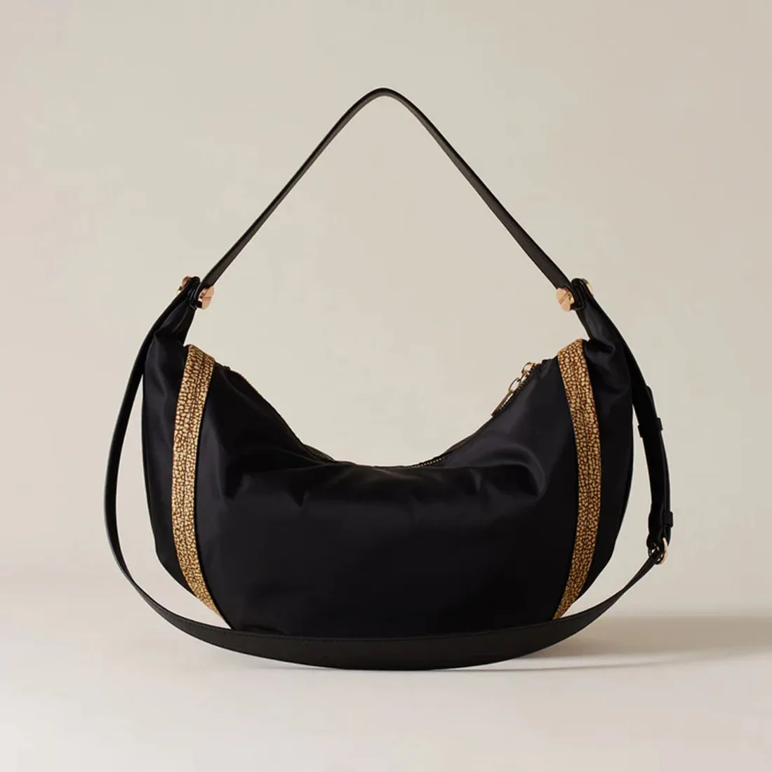 Borsa Borbonese Hobo New Orbit Medium in tessuto riciclato