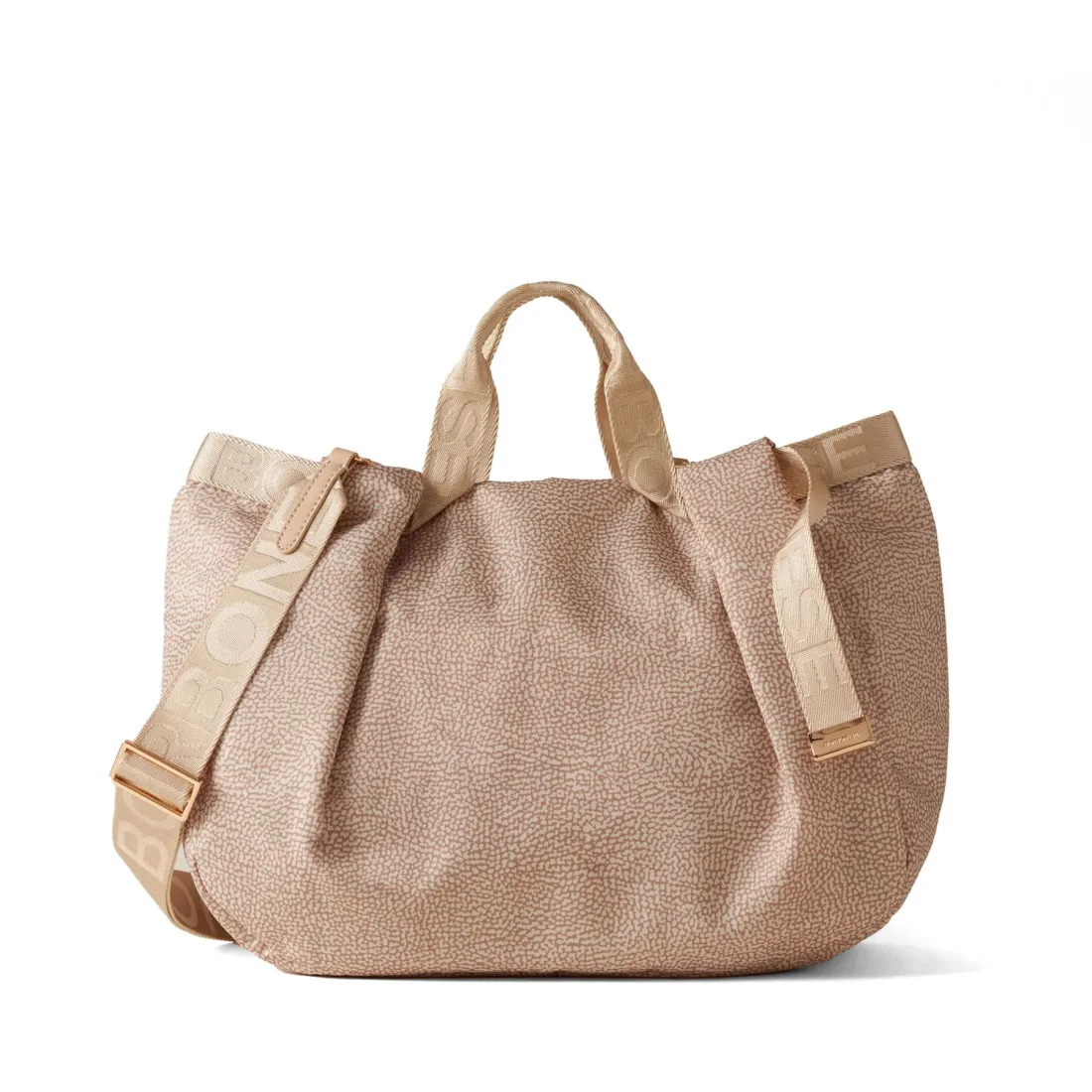 Borsa shopping Borbonese Bateau sabbia in tessuto riciclato OP