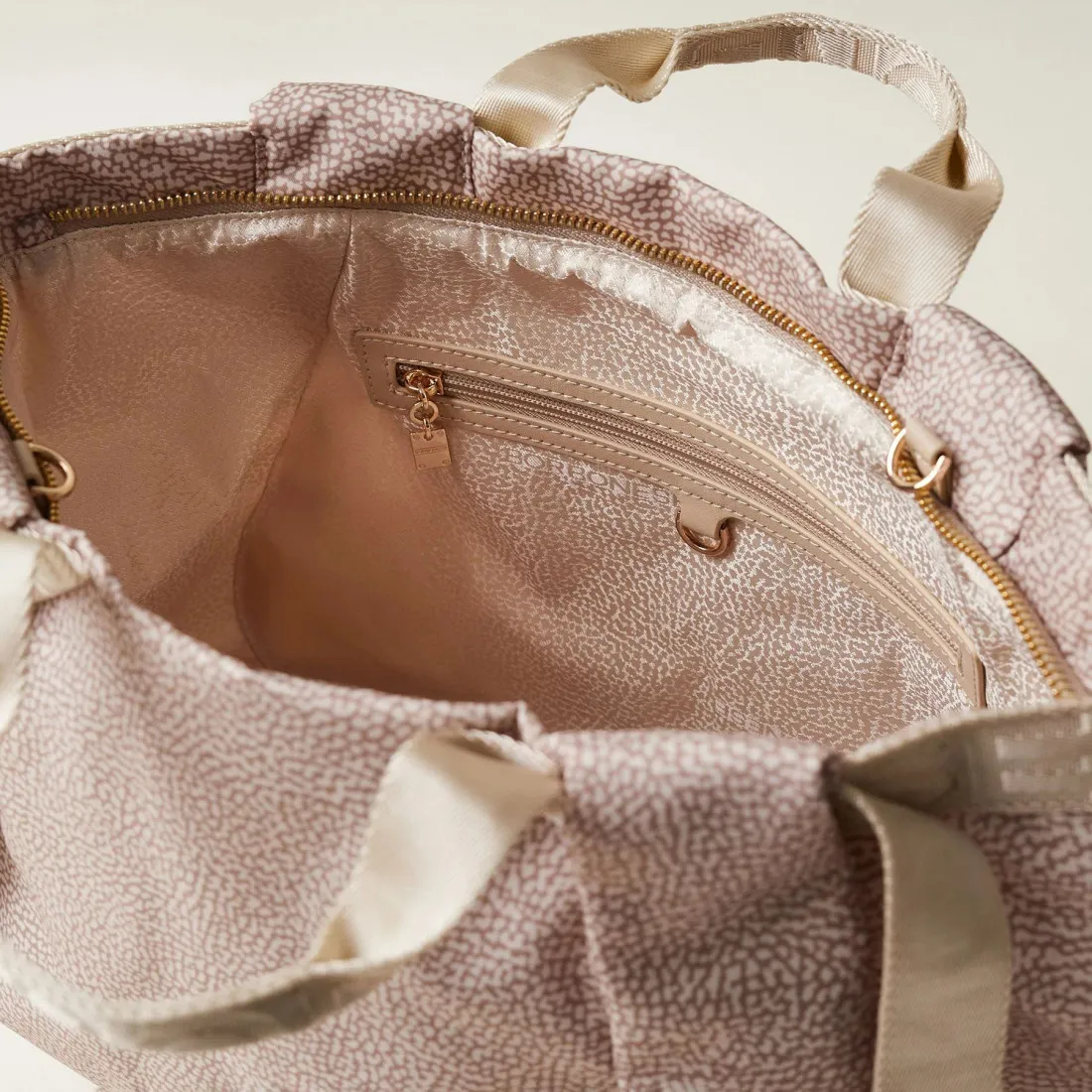 Borsa shopping Borbonese Bateau sabbia in tessuto riciclato OP