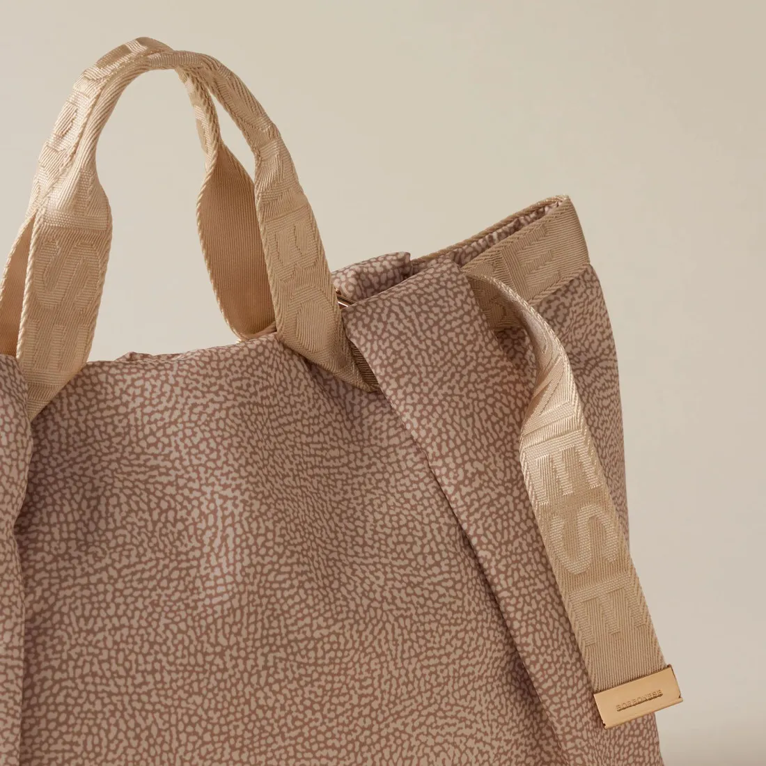 Borsa shopping Borbonese Bateau sabbia in tessuto riciclato OP