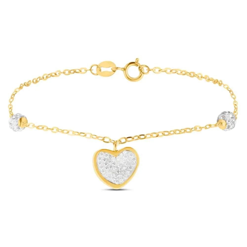 Bracciale Cuore Crystal Gold Oro Giallo 750/1000 Cristallo Bianco 19 cm 1629257