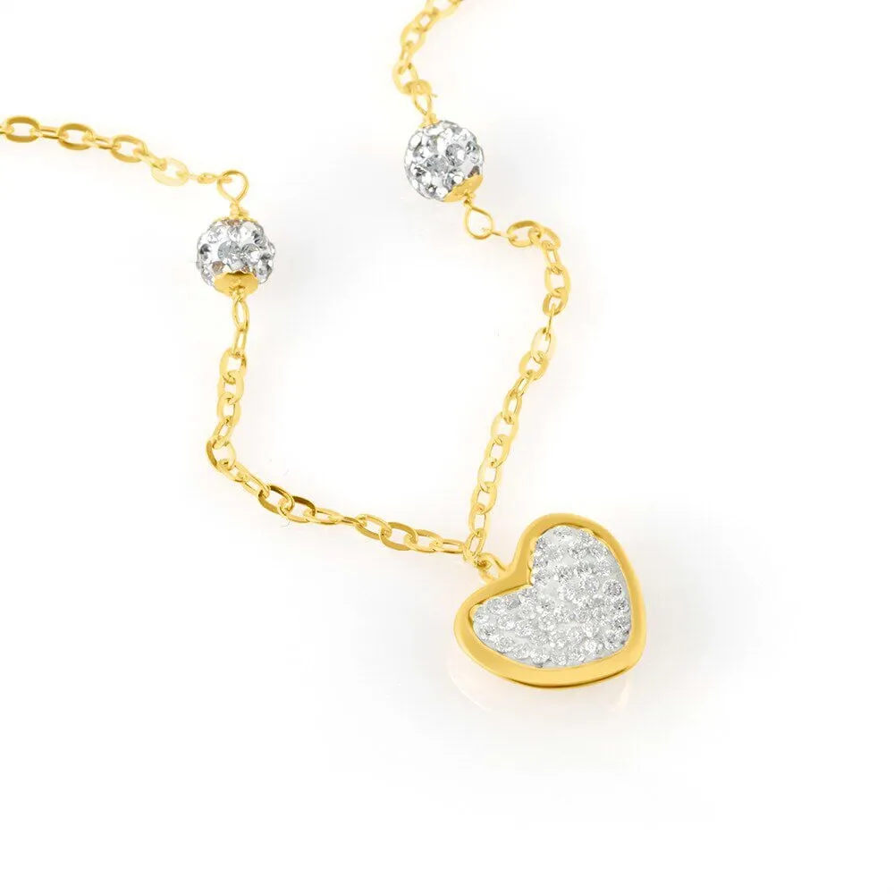 Bracciale Cuore Crystal Gold Oro Giallo 750/1000 Cristallo Bianco 19 cm 1629257