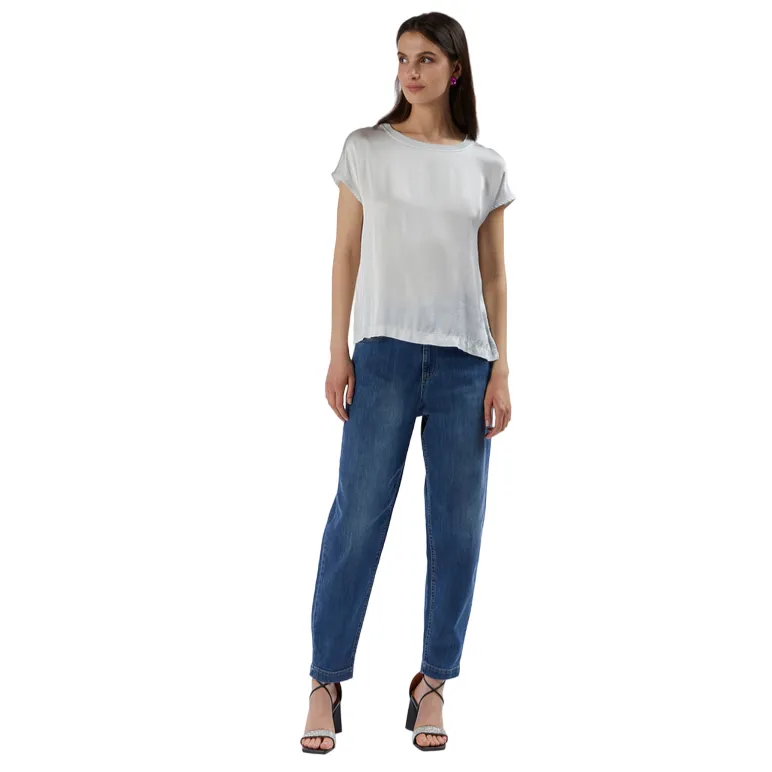 CafèNoir Blouse with short batwing sleeves C7JC0067 W065 chalk