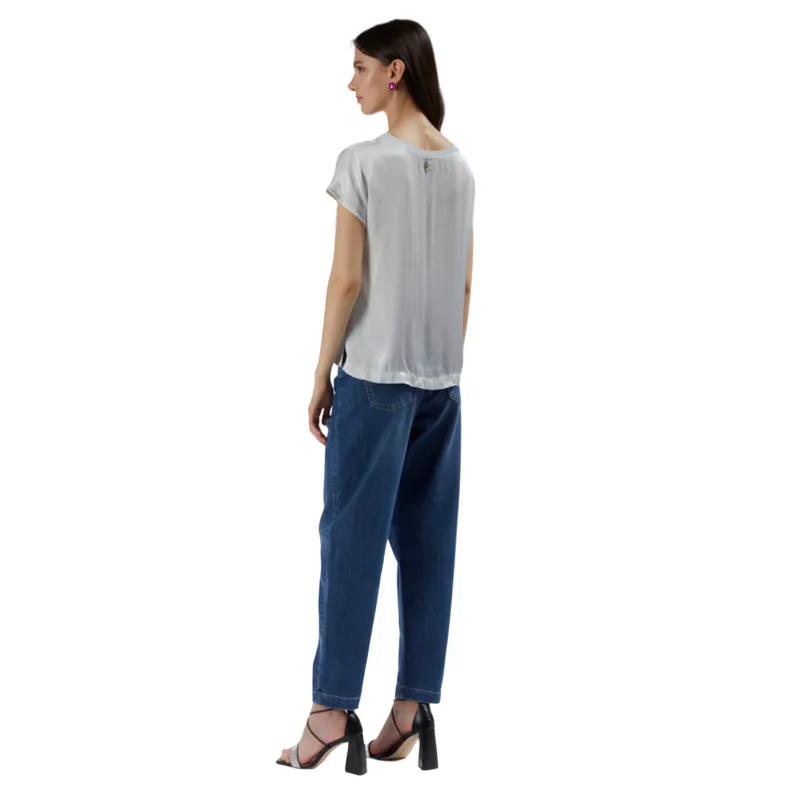 CafèNoir Blouse with short batwing sleeves C7JC0067 W065 chalk