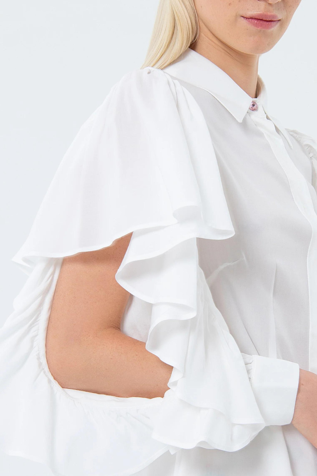 CAMICIA BIANCA DONNA FRACOMINA MANICHE APERTE 6009