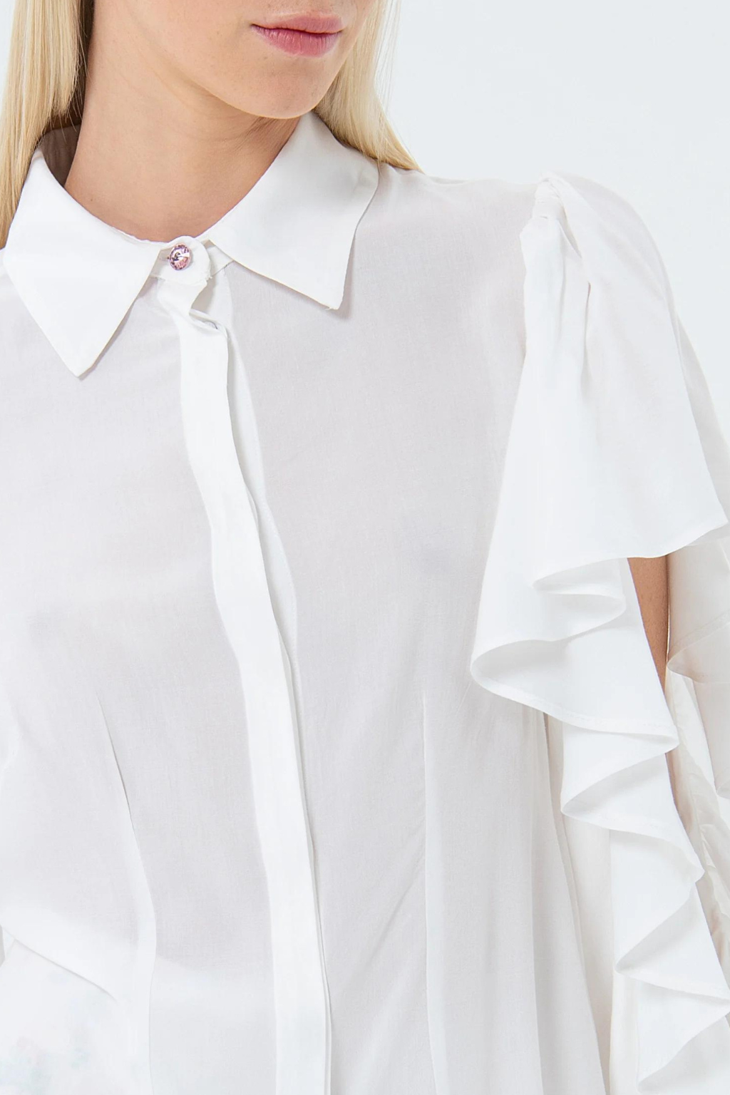 CAMICIA BIANCA DONNA FRACOMINA MANICHE APERTE 6009