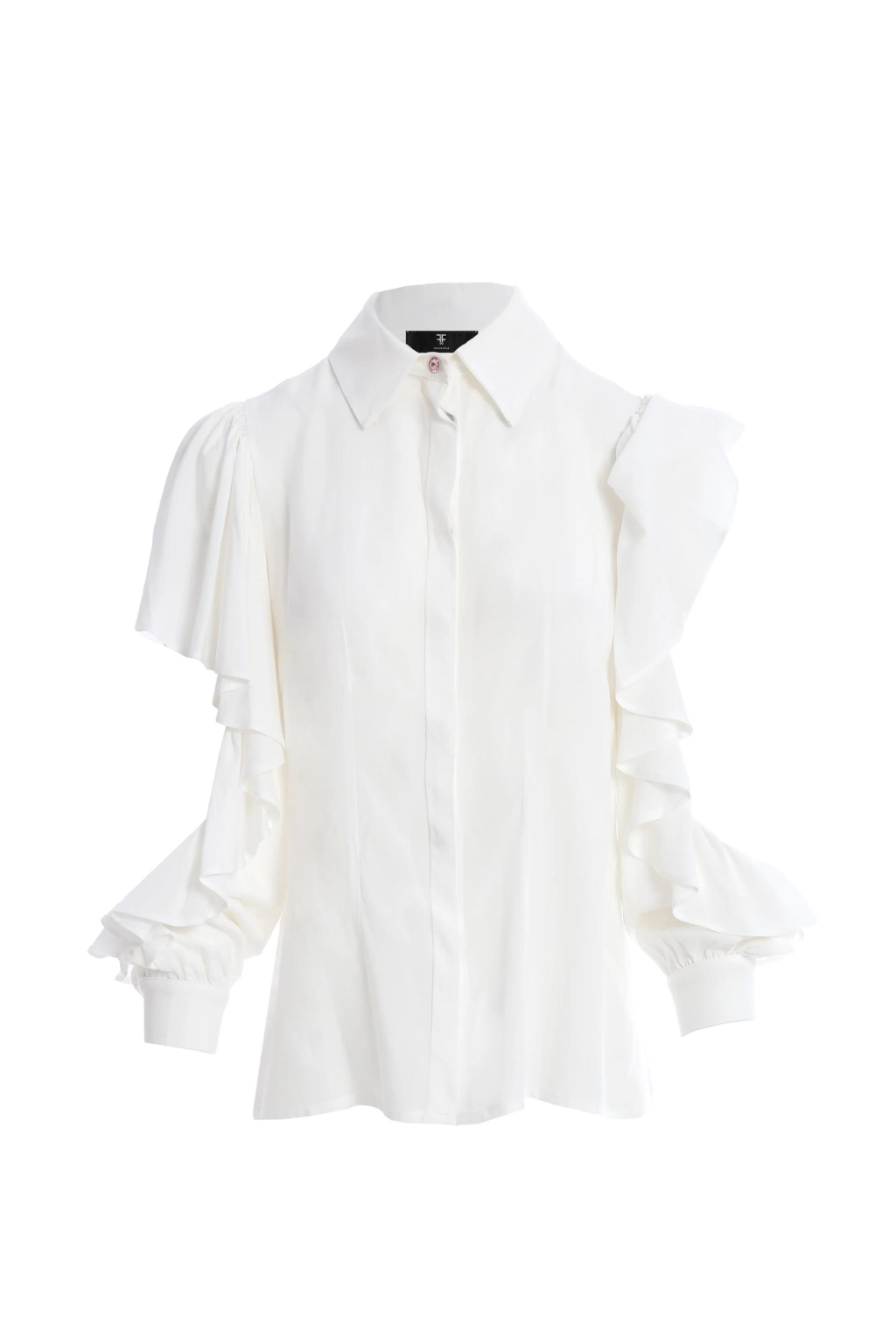CAMICIA BIANCA DONNA FRACOMINA MANICHE APERTE 6009