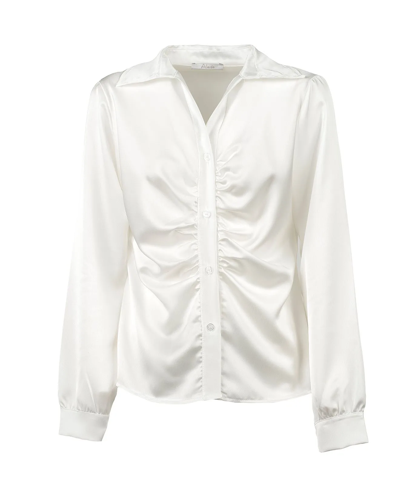 Camicia bianca in tessuto effetto lucido