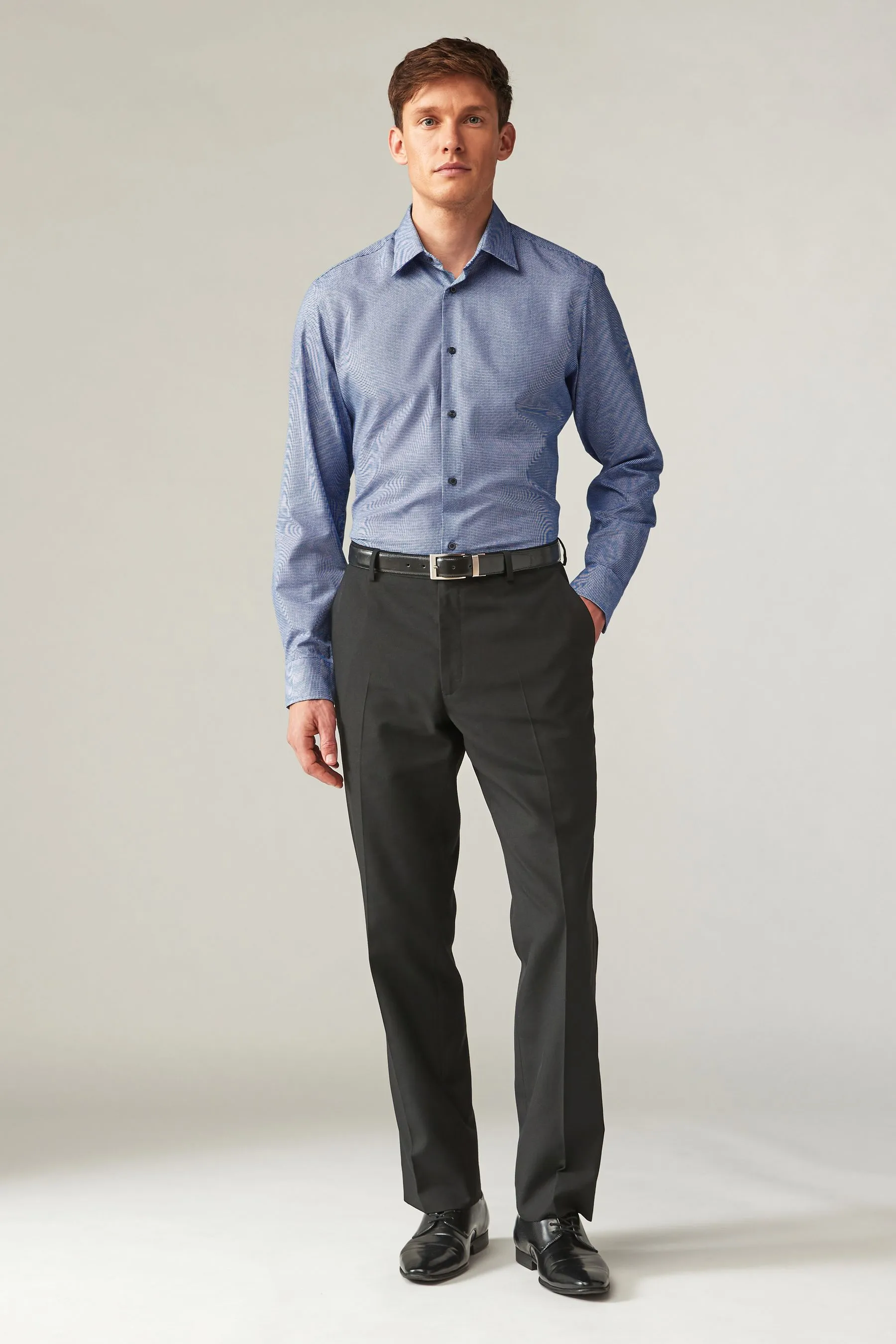 Camicia con polsino singolo testurizzato di facile manutenzione    