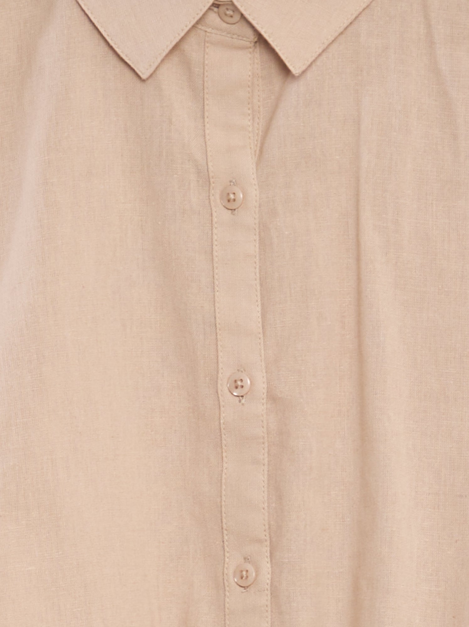 Camicia da annodare in cotone e lino - BEIGE