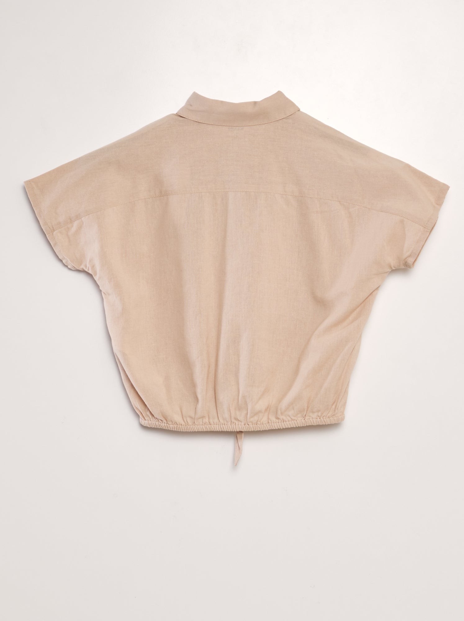 Camicia da annodare in cotone e lino - BEIGE