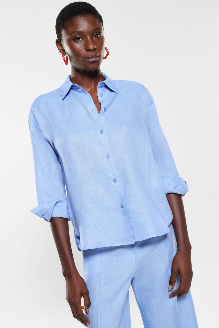 Camicia in lino con colletto classico