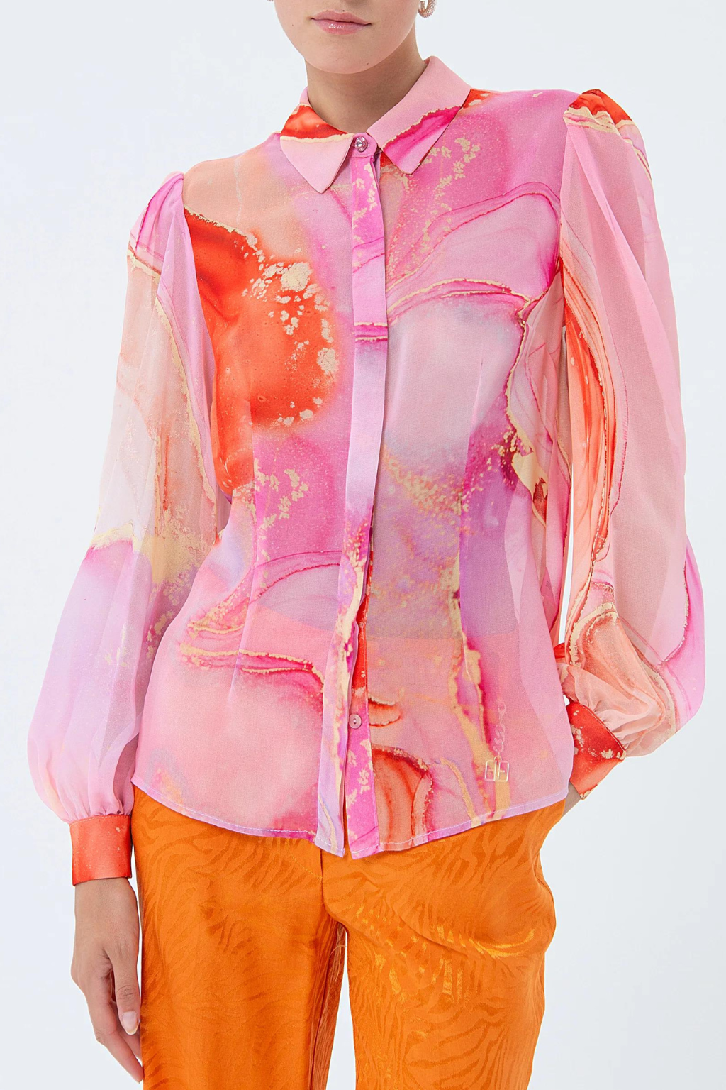 CAMICIA ROSA ARANCIO DONNA FRACOMINA SUNRISE 6002