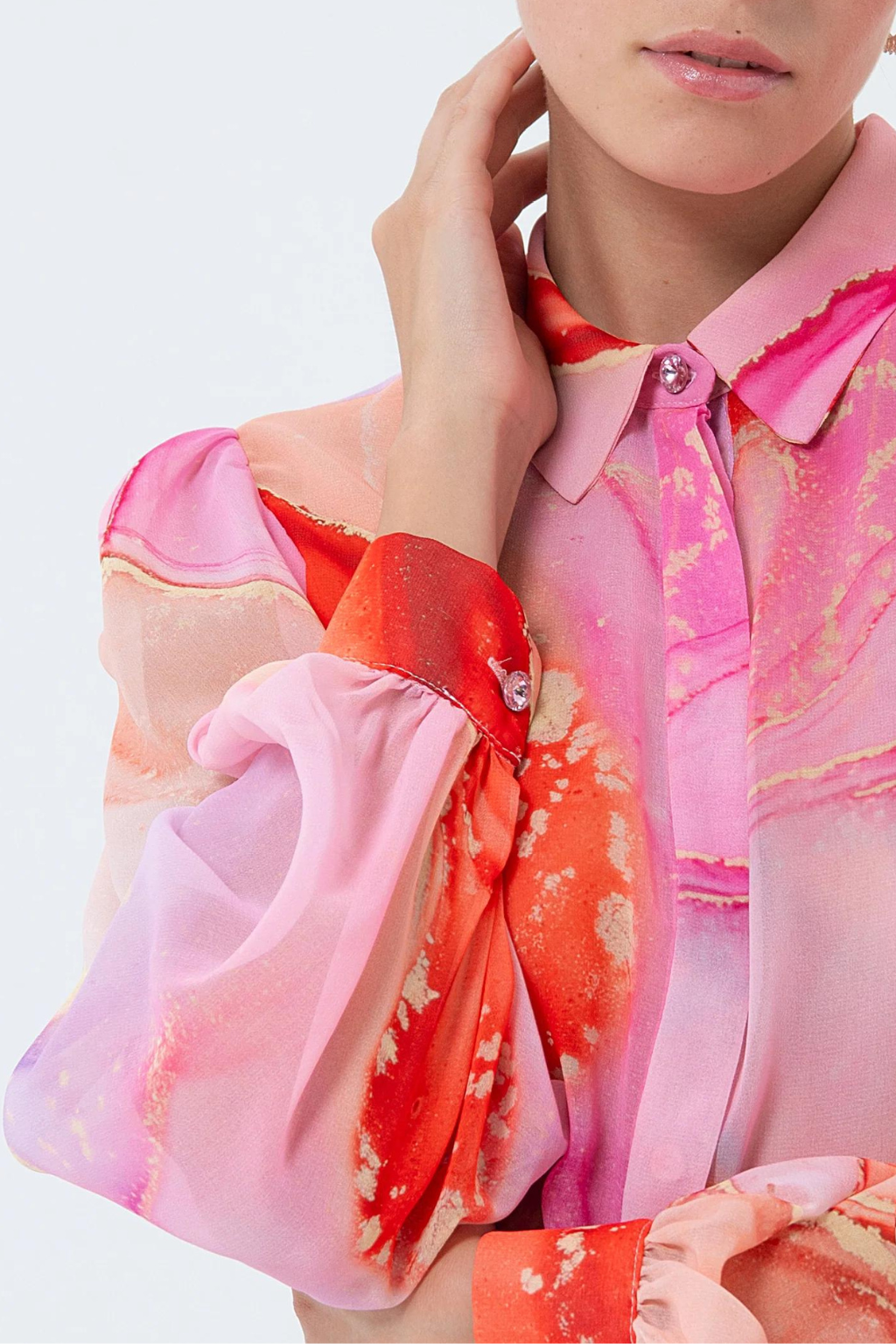 CAMICIA ROSA ARANCIO DONNA FRACOMINA SUNRISE 6002