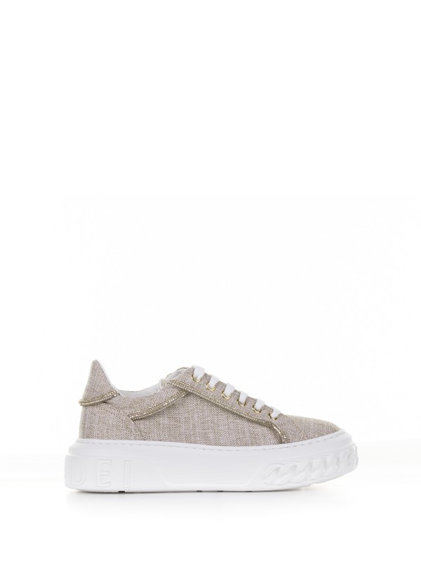 Canvas sneakers with rhinestone profiles