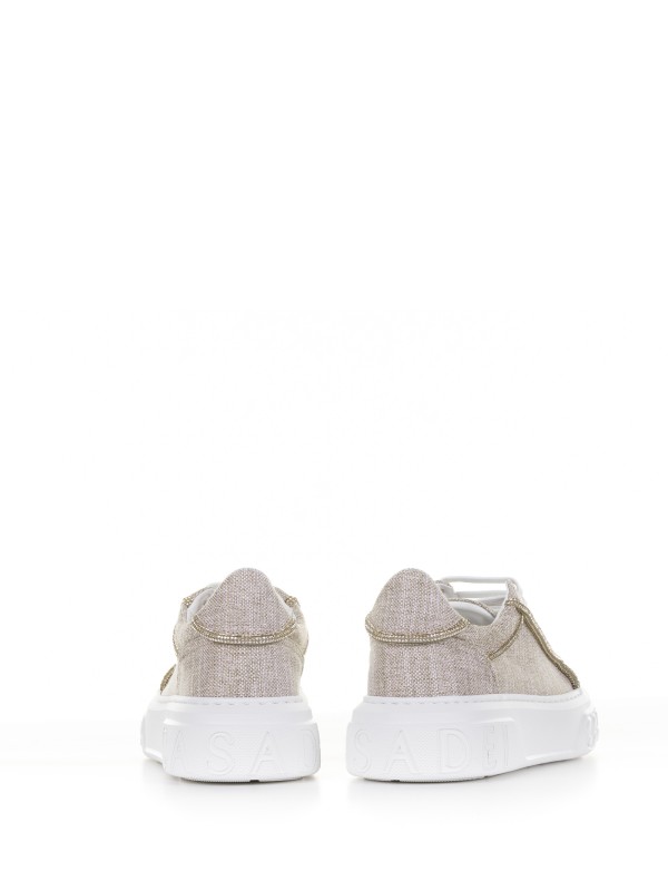 Canvas sneakers with rhinestone profiles