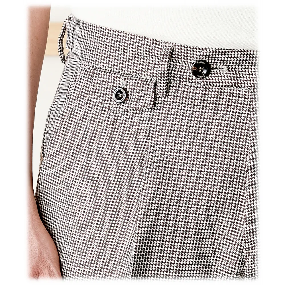 Cruna - Pantalone Raval in Lana e Lino - 557 - Moro - Handmade in Italy - Pantaloni di Alta Qualità Luxury