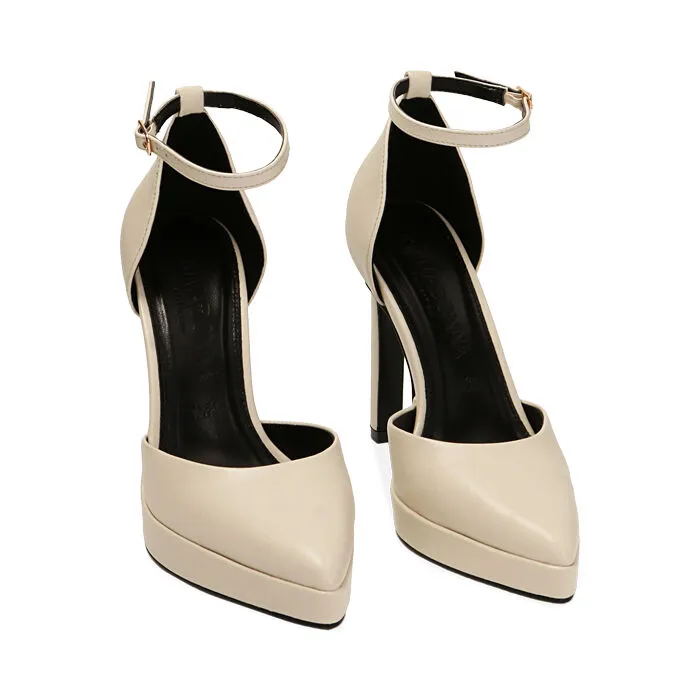 Décolleté cinturno platform panna, tacco 11,3 cm