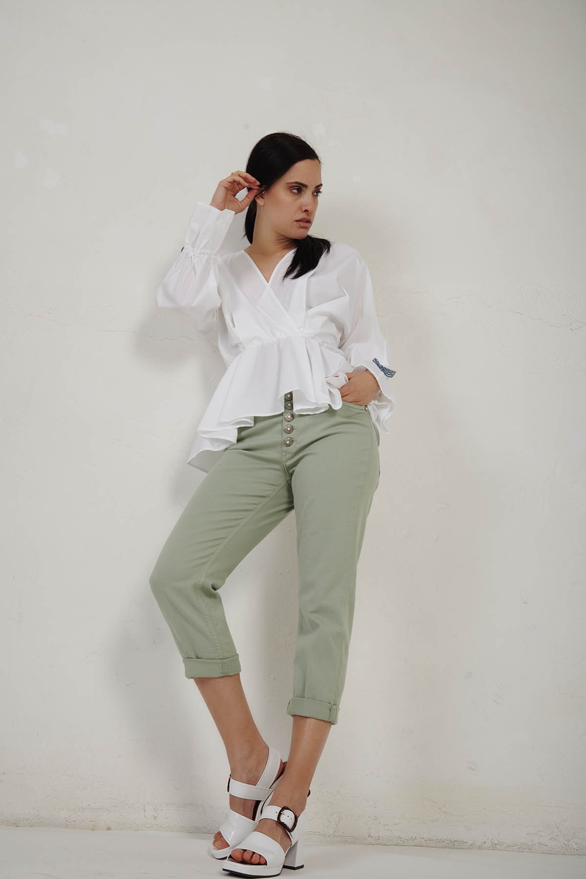 DONDUP Camicia over in popeline stretch