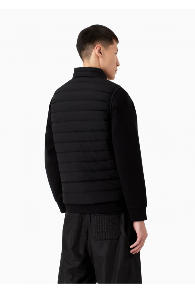 Emporio Armani Piumino Full Zip Smanicato In Nylon Trapuntato Con Patch Logo Aquila