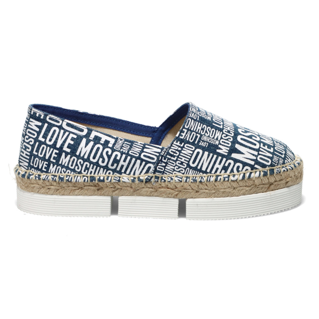 Espadrillas da donna Love Moschino jeans con stampe e corda