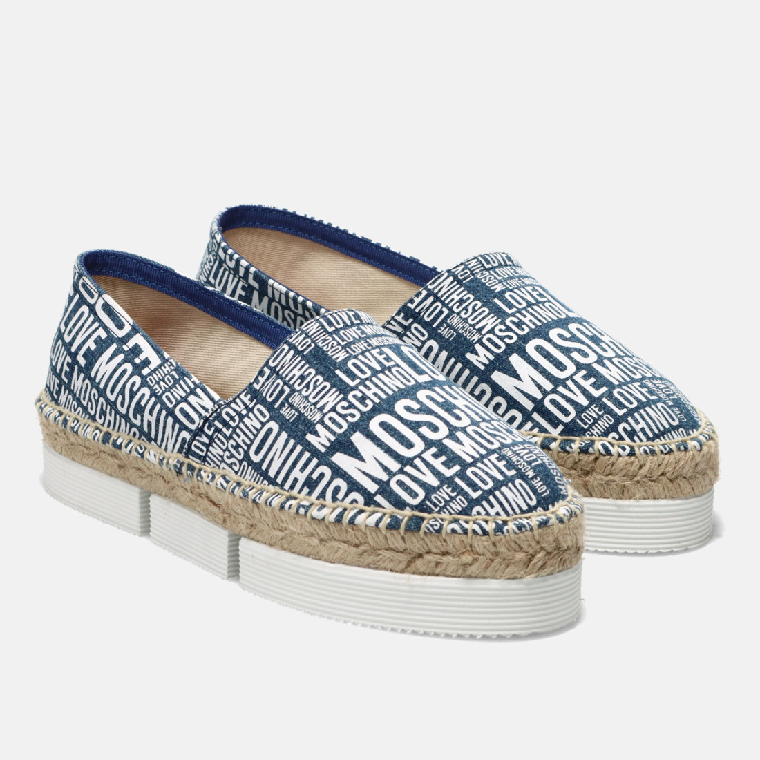 Espadrillas da donna Love Moschino jeans con stampe e corda