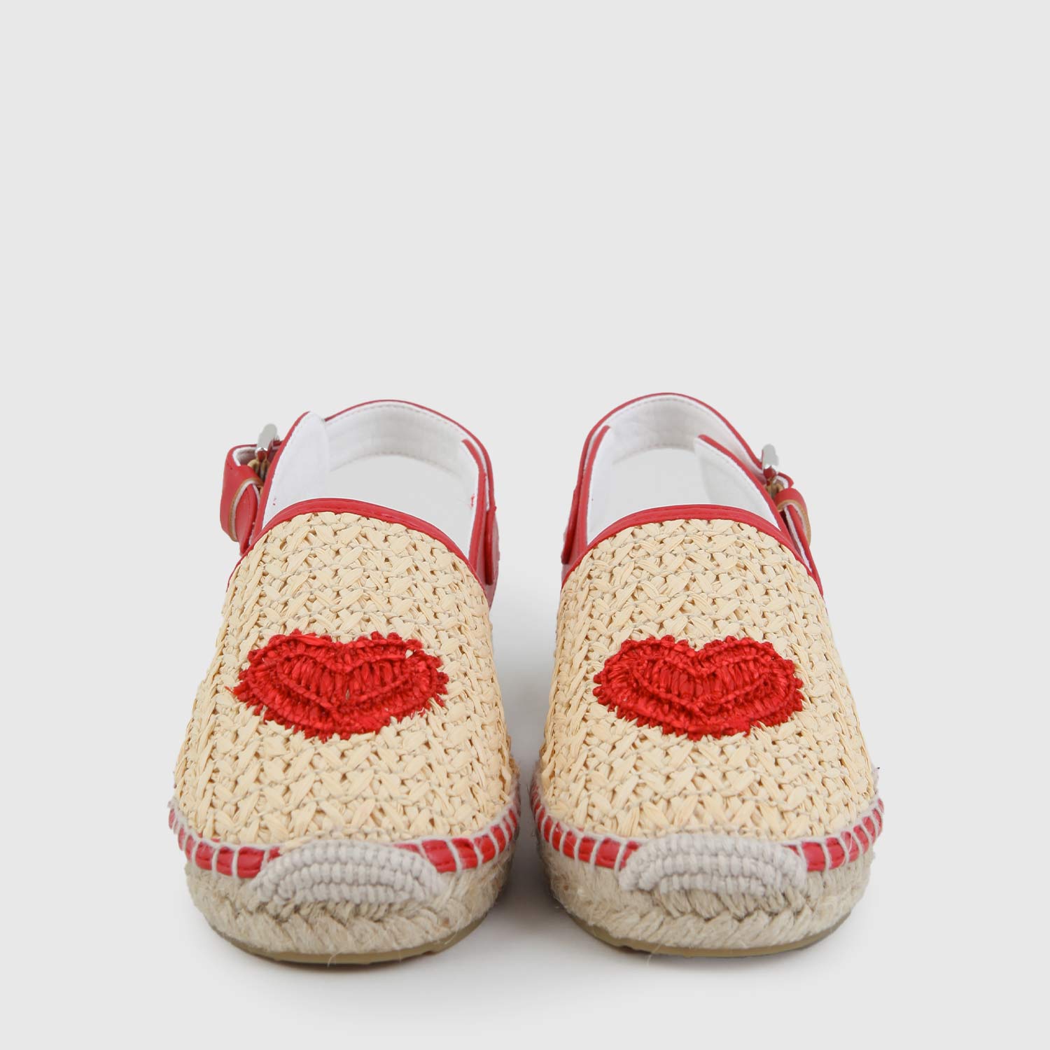 Espadrillas In Rafia Con Cuore Rosso Ragazza