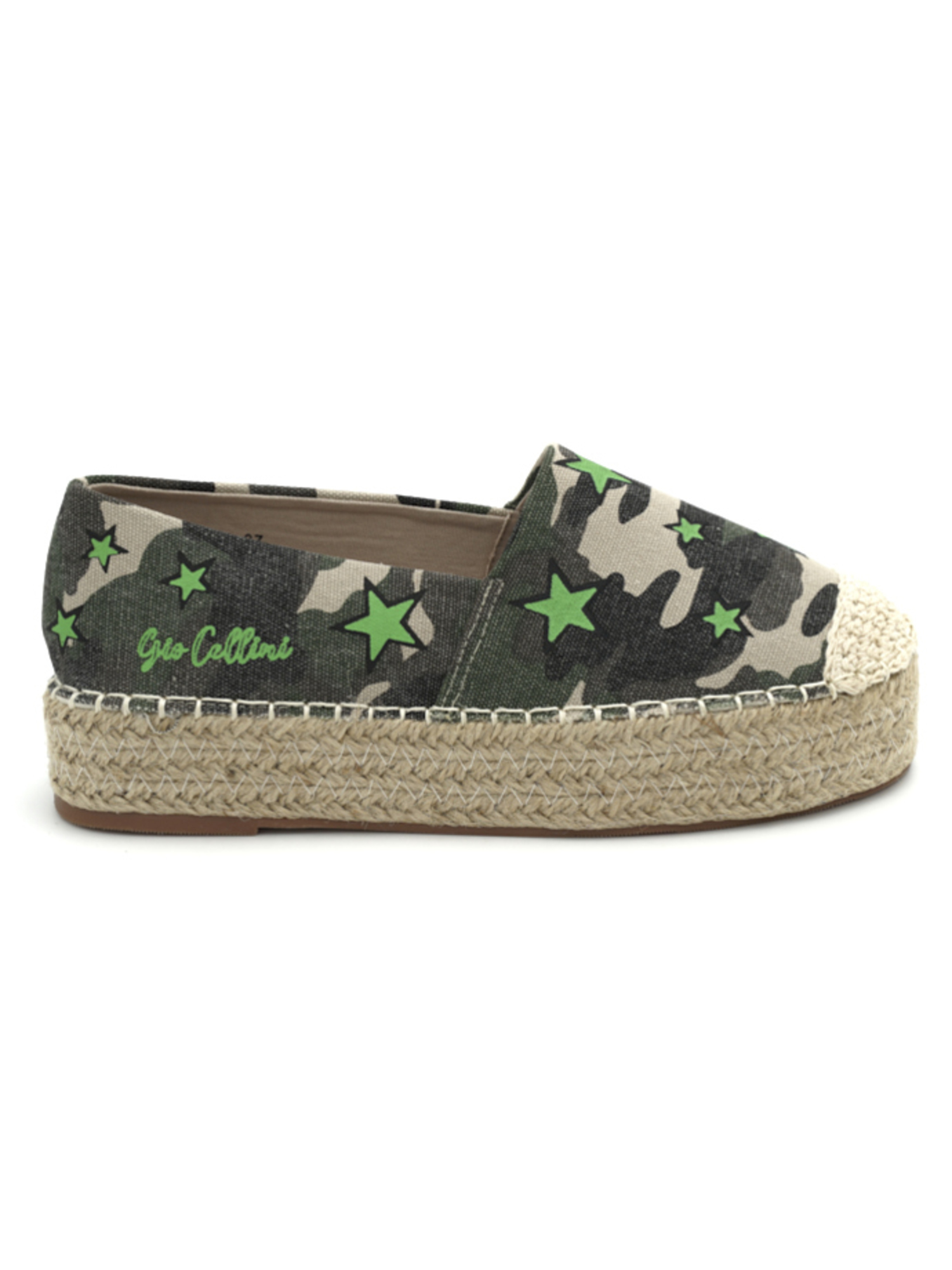 Espadrillas platform Gio Cellini da donna verde militare