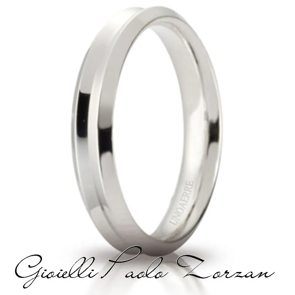 Fede Matrimoniale Unoaerre Corona Oro Bianco 18kt  Ref.  40 Afc 278 Col.04